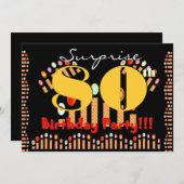 80番目のサプライズ誕生日パーティーのキャンドルテンプレート 招待状 (正面/裏面)