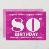 80番目のサプライズ誕生日ビはっきりしたッグ&ジオメトリ 招待状 (正面/裏面)