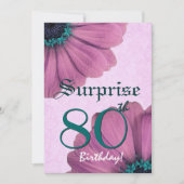 80番目のサプライズ誕生日ピンクデイジーE003 招待状 (正面)