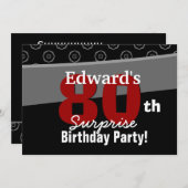 80番目のサプライズ誕生日白黒横 招待状 (正面/裏面)
