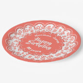 80番目のサンゴ/白の乱数パターン ペーパープレート (アングル)