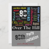 80番目のハッピーバースデーのグラフィティスタイル 招待状 (正面)
