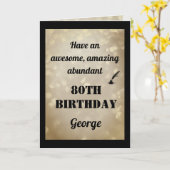 80番目のパーソナライズされた誕生日折り畳みグリーティングカード カード (黄色い花)