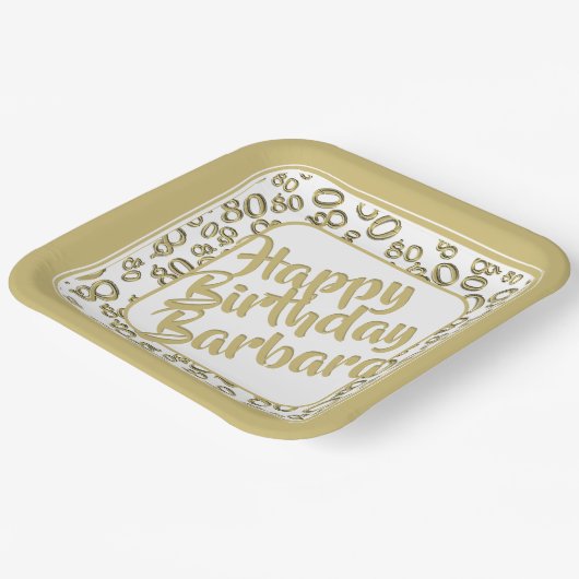 80番目のパーティー乱数パターン金ゴールド/白 ペーパープレート (傾斜あり)