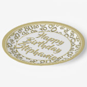 80番目のパーティー乱数パターン金ゴールド/白 ペーパープレート (アングル)