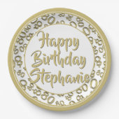 80番目のパーティー乱数パターン金ゴールド/白 ペーパープレート (正面)