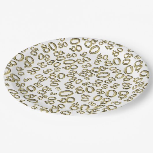 80番目のパーティー乱数パターン金ゴールド/白 ペーパープレート (アングル)