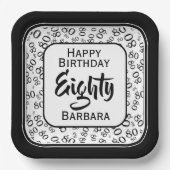 80番目のパーティー乱数パターン黒/白 ペーパープレート (正面)