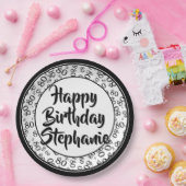 80番目のパーティー乱数パターン黒/白 ペーパープレート (パーティー)