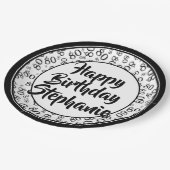 80番目のパーティー乱数パターン黒/白 ペーパープレート (アングル)