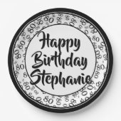 80番目のパーティー乱数パターン黒/白 ペーパープレート (正面)