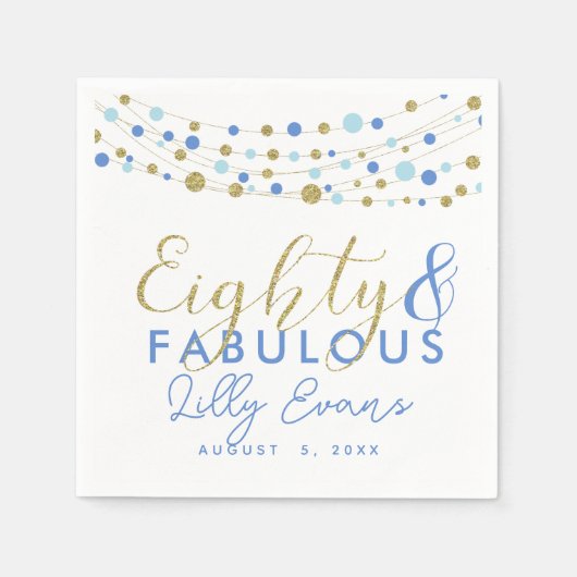 80番目のパーティー紙ナプキン装飾、グリッターティール（緑がかった色） スタンダードカクテルナプキン (正面)