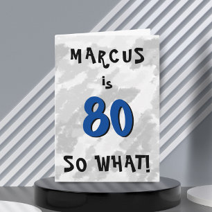80番目の引用文おもしろいとネームブルー80番目の誕生日 カード