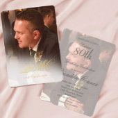 80番目の男性誕生日エレガント写真 箔招待状