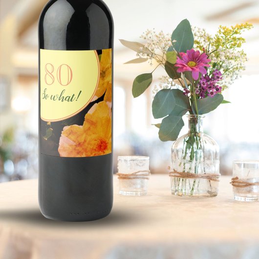 80番目の誕生日おもしろいとやる気を起こさせるバラ ワインラベル