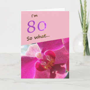 80番目の誕生日とピンクオーキッドおもしろい カード