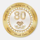 80番目の誕生日のアイディアのためのパーティー好意，格安80番目 マグネット (正面)