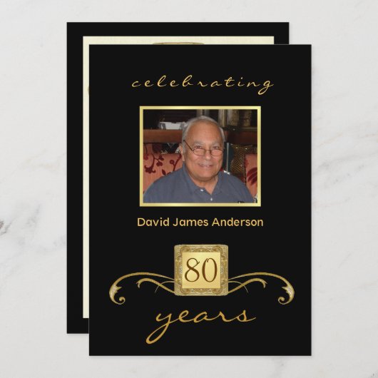 80番目の誕生日のサプライズパーティの招待状- 招待状 (正面/裏面)