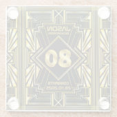 80番目の誕生日アールデコ金ゴールドブラック・ギ素晴らしャツビー ガラスコースター (裏面)