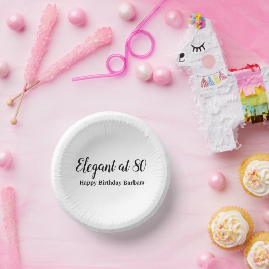 80番目の誕生日エレガントで80ブラックパーソナライズ ペーパーボウル (パーティー)