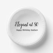 80番目の誕生日エレガントで80ブラックパーソナライズ ペーパーボウル (正面)