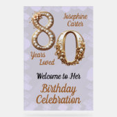 80番目の誕生日エレガントパーティー アクリルサイン (正面)
