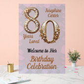 80番目の誕生日エレガントパーティー アクリルサイン (ウェディング)