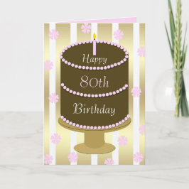 80番目の誕生日カードケーキ（ピンク） カード