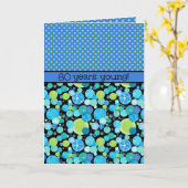 80番目の誕生日カード予測できな:月と水玉模様 カード (黄色い花)