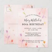 80番目の誕生日カード招待状 ポストカード (正面/裏面)