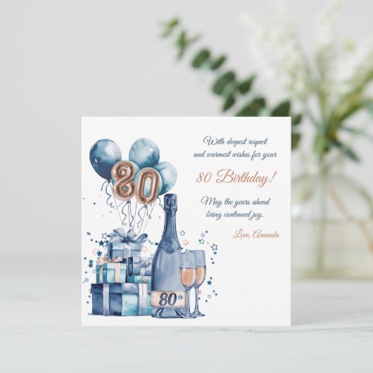 80番目の誕生日カーパーソナライズされたド カード (スタンド正面)
