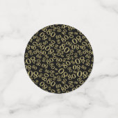 80番目の誕生日クール番号パターン金ゴールドと黒 コンフェッティ (スモール正面)