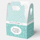 80番目の誕生日ティール(緑がかった色)/白い数字パターン80 フェイバーボックス (オープン)