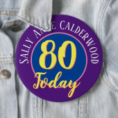 80番目の誕生日バッジをパーソナライズ。 缶バッジ (インサイチュ)