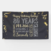 80番目の誕生日バナー- 80年分（時間と秒） 横断幕 (横)