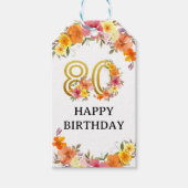 80番目の誕生日フローラ金ゴールド番号80から ギフトタグ (正面)