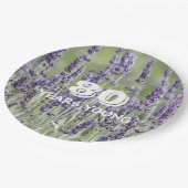 80番目の誕生日マイルストーンラベンダーフローラ ペーパープレート (アングル)