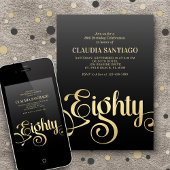 80番目の誕生日モダンスクリプト 招待状