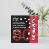 80番目の誕生日モダン赤と黒のおもしろいD80A 招待状 (スタンド正面)