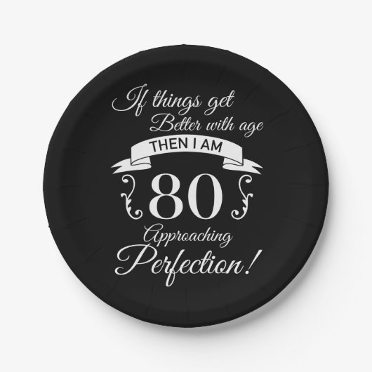 80番目の誕生日ユーモアが完璧に迫る ペーパープレート (正面)
