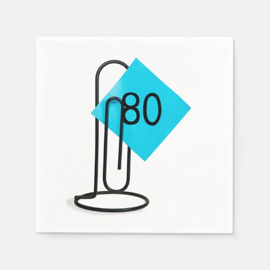 80番目の誕生日リマインダーのメモ紙クリップ スタンダードカクテルナプキン (正面)