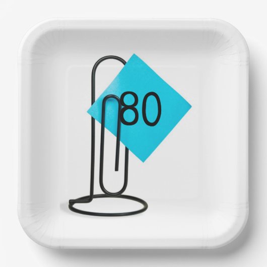 80番目の誕生日リマインダーのメモ紙クリップ ペーパープレート (正面)