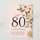 80番目の誕生日ヴィンテージフローラ招待状 招待状 (正面/裏面)