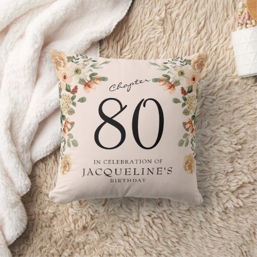 80番目の誕生日ヴィンテージフローラ クッション (ブランケット)