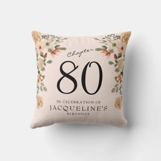 80番目の誕生日ヴィンテージフローラ クッション (裏面)