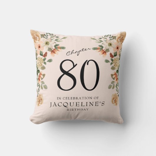 80番目の誕生日ヴィンテージフローラ クッション (正面)