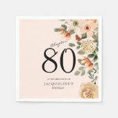 80番目の誕生日ヴィンテージフローラ スタンダードカクテルナプキン (正面)