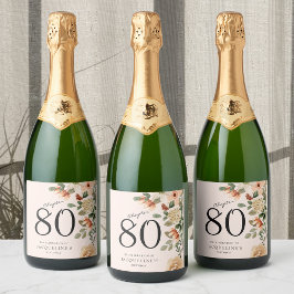 80番目の誕生日ヴィンテージフローラ スパークリングワインラベル
