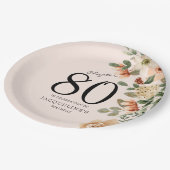 80番目の誕生日ヴィンテージフローラ ペーパープレート (アングル)