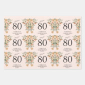 80番目の誕生日ヴィンテージフローラ ラッピングペーパーシート (正面2)